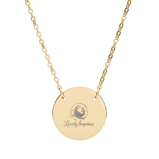 Engraved Circle Necklace — Crowned Heart Rose Pendant