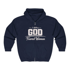 God-Fearing Woman Zip Hoodie — Christian Faith Full-Zip Sweatshirt