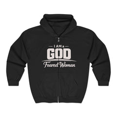 God-Fearing Woman Zip Hoodie — Christian Faith Full-Zip Sweatshirt