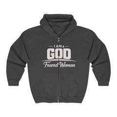 God-Fearing Woman Zip Hoodie — Christian Faith Full-Zip Sweatshirt