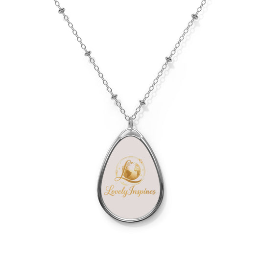 Princess Silhouette Oval Necklace — Sterling Teardrop Pendant Jewelry
