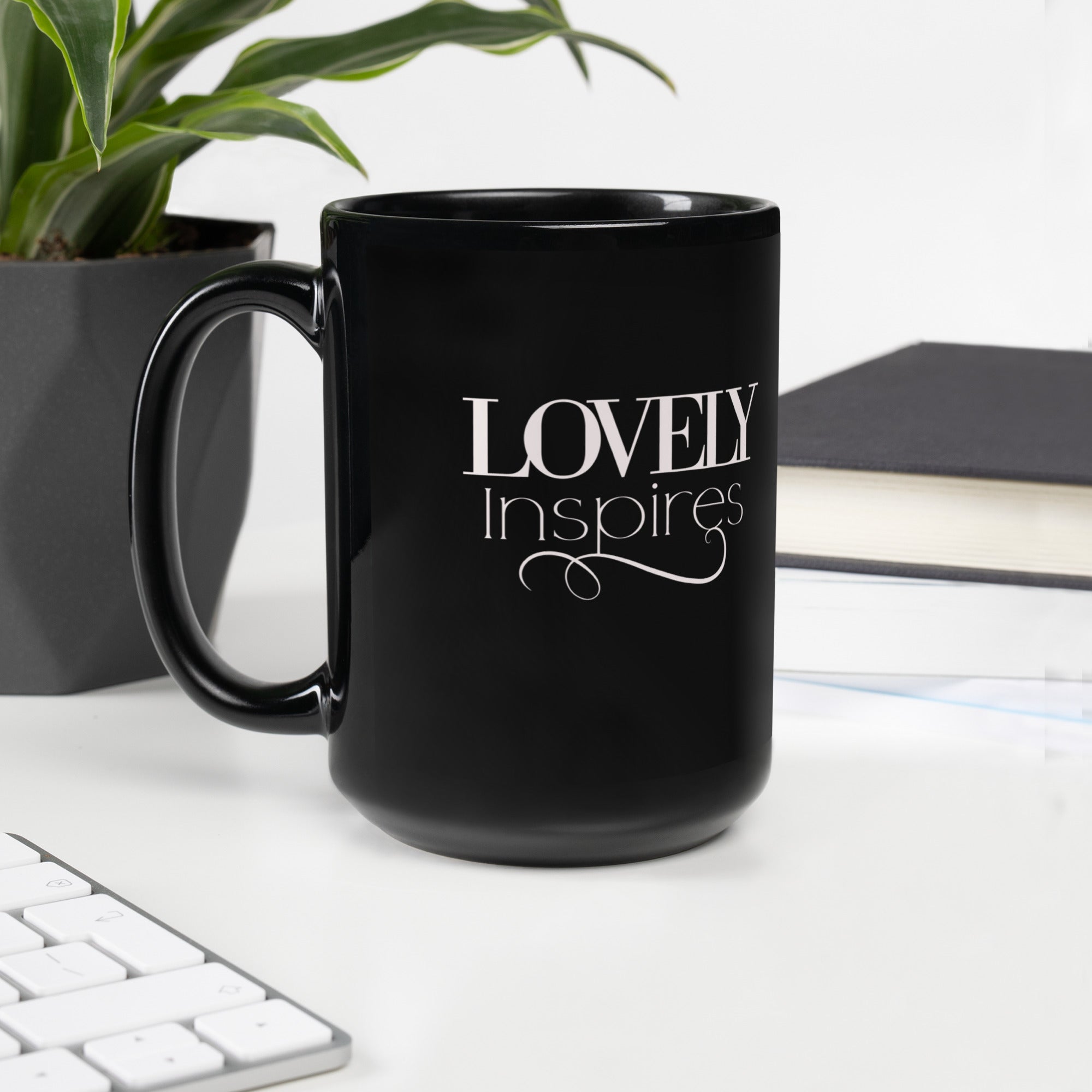 Lovely Inspires Black Glossy Mug
