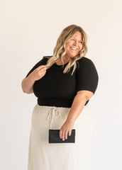 Essential Ribbed Half Sleeve Tee