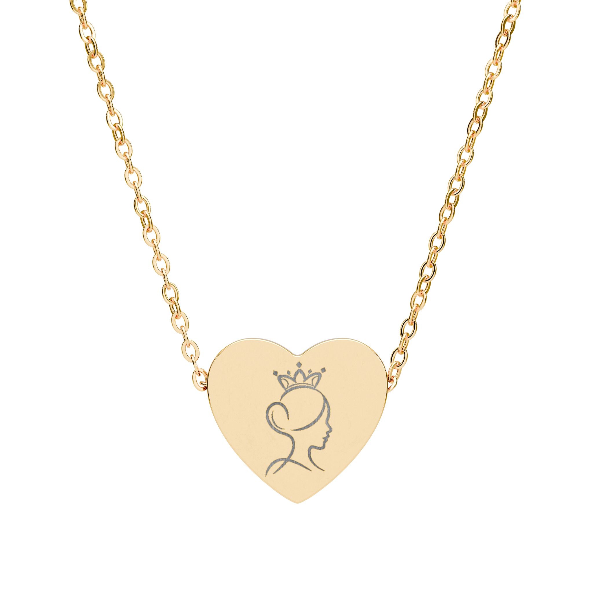 Engravable Heart Necklace — Princess Silhouette Personalized Pendant