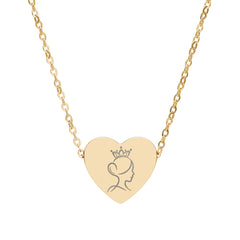 Engravable Heart Necklace — Princess Silhouette Personalized Pendant