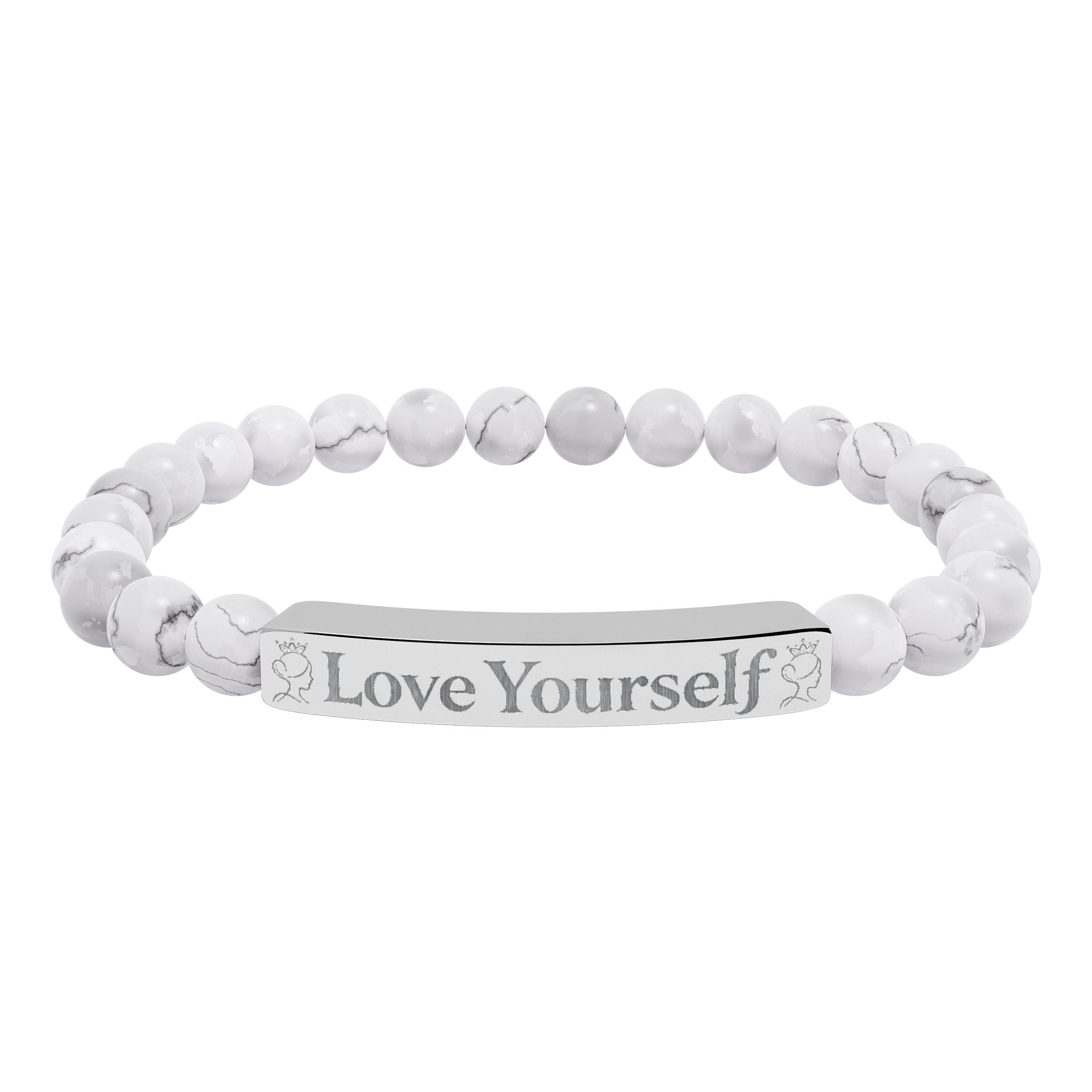 Engraved 'Love Yourself' Natural Stone Stretch Bracelet