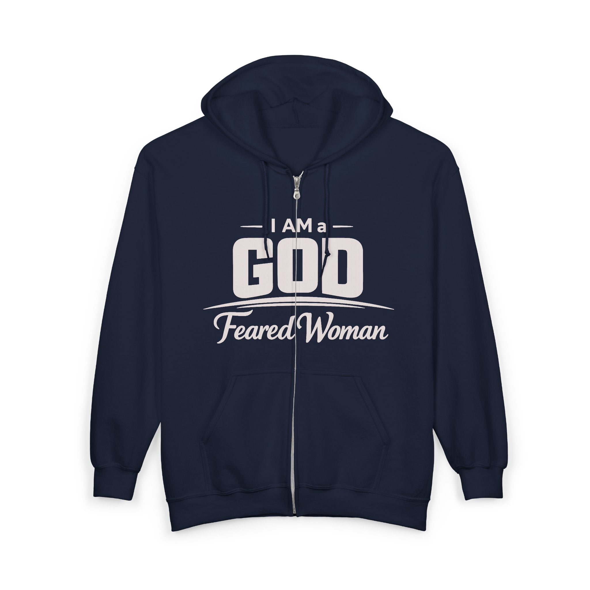 God-Fearing Woman Zip Hoodie — Christian Faith Full-Zip Sweatshirt