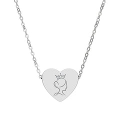 Engravable Heart Necklace — Princess Silhouette Personalized Pendant