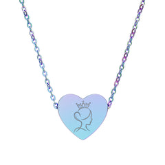 Engravable Heart Necklace — Princess Silhouette Personalized Pendant