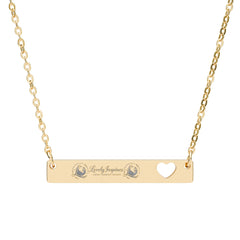 Engravable Bar Necklace with Heart Cutout — “Love Yourself” Personalized Pendant