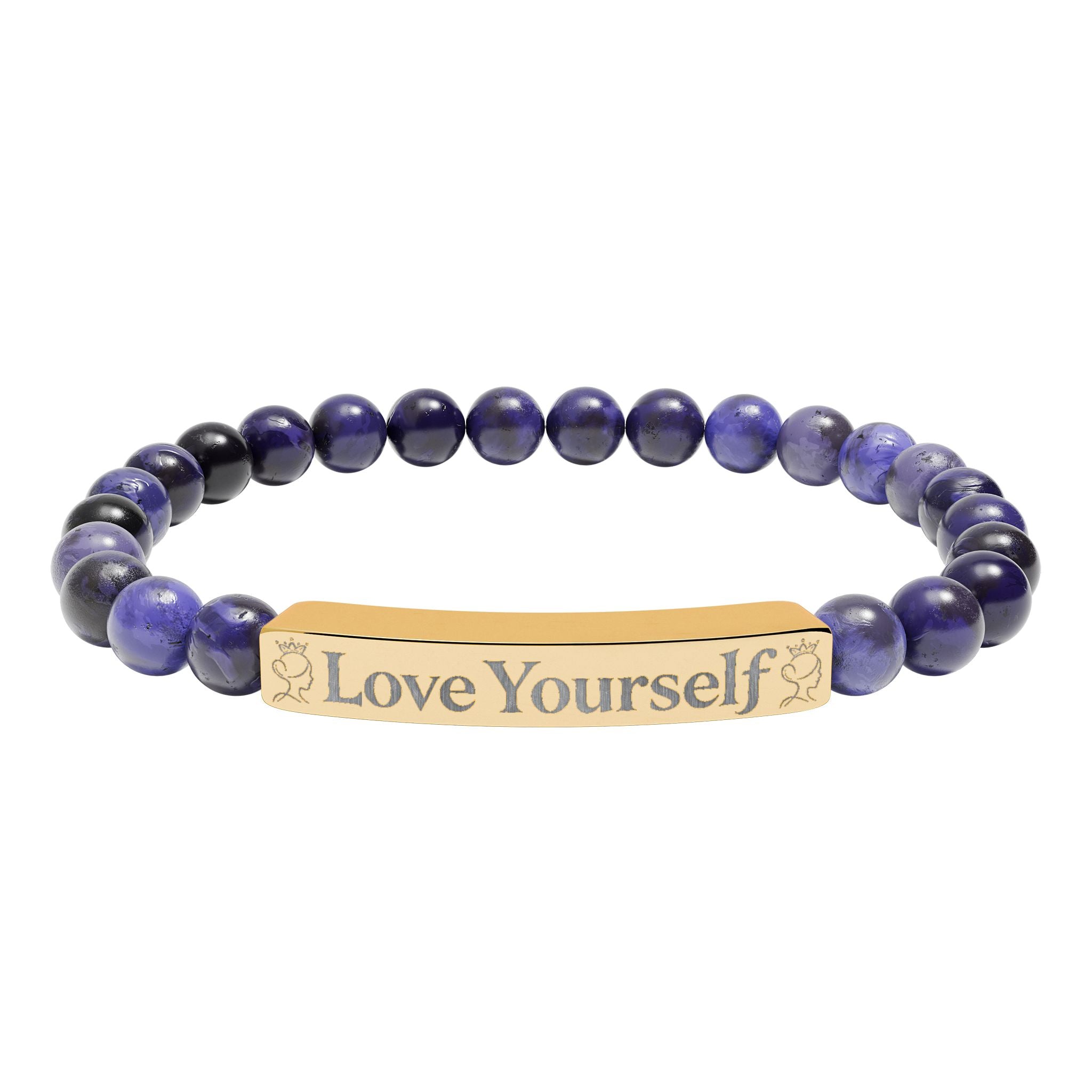 Engraved 'Love Yourself' Natural Stone Stretch Bracelet