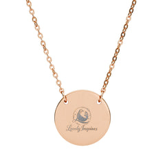 Engraved Circle Necklace — Crowned Heart Rose Pendant