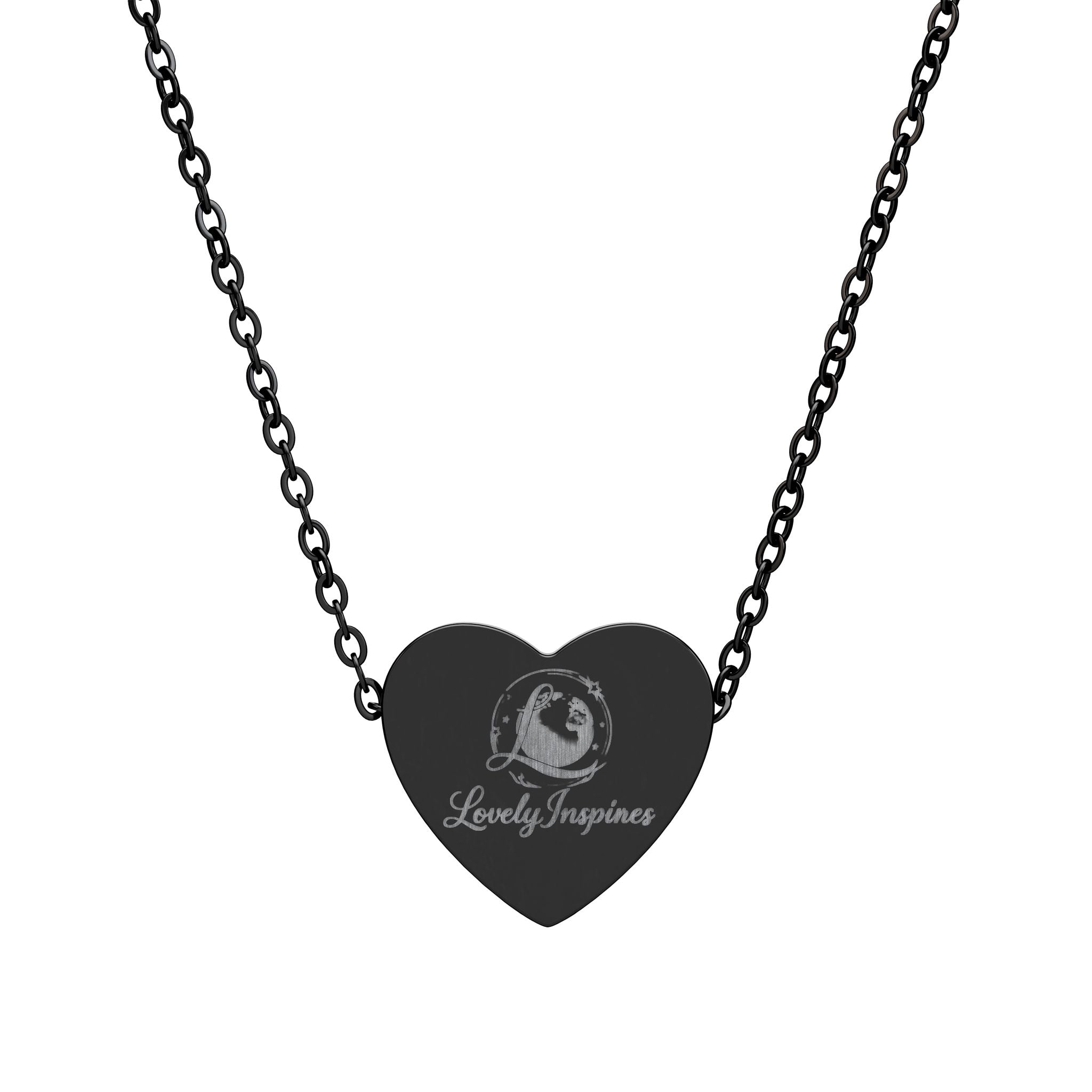 Engraved Heart Necklace — Princess Silhouette Pendant, Personalized Gift