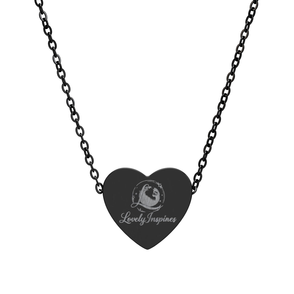 Engraved Heart Necklace — Princess Silhouette Pendant, Personalized Gift