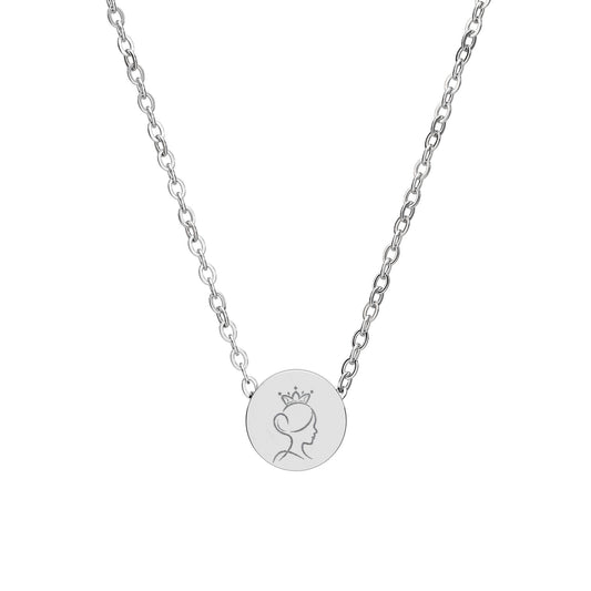 Mini Engraved Circle Necklace — Personalized Initial/Anchor Pendant