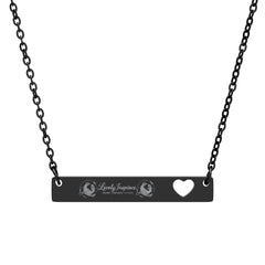 Engravable Bar Necklace with Heart Cutout — “Love Yourself” Personalized Pendant