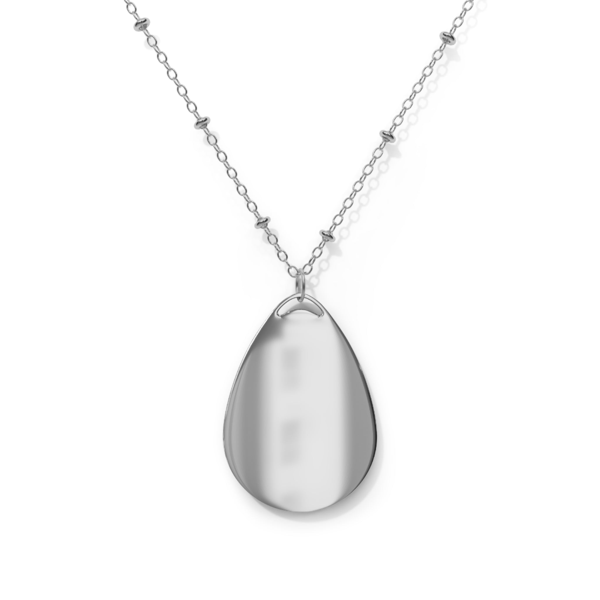 Princess Silhouette Oval Necklace — Sterling Teardrop Pendant Jewelry
