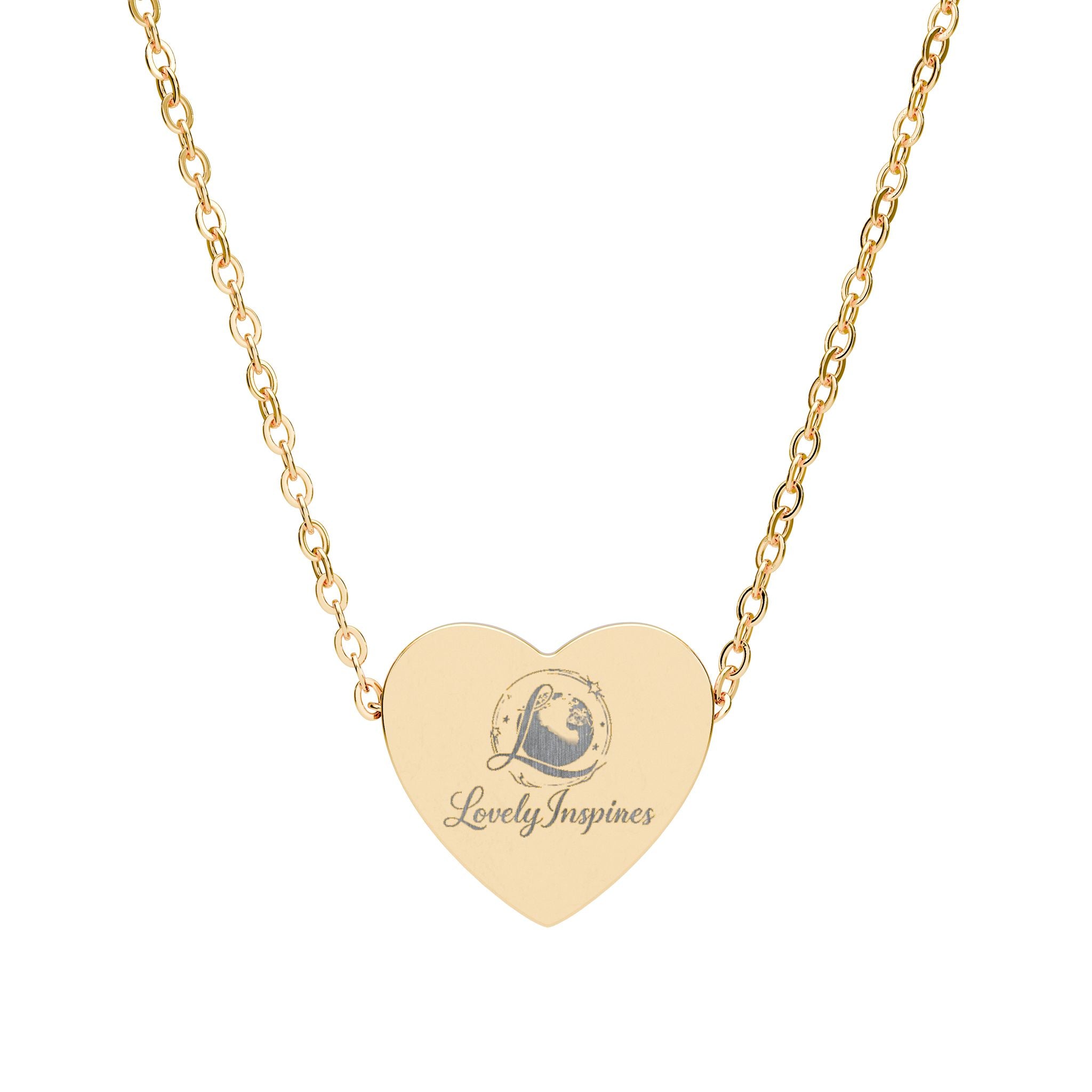 Engraved Heart Necklace — Princess Silhouette Pendant, Personalized Gift