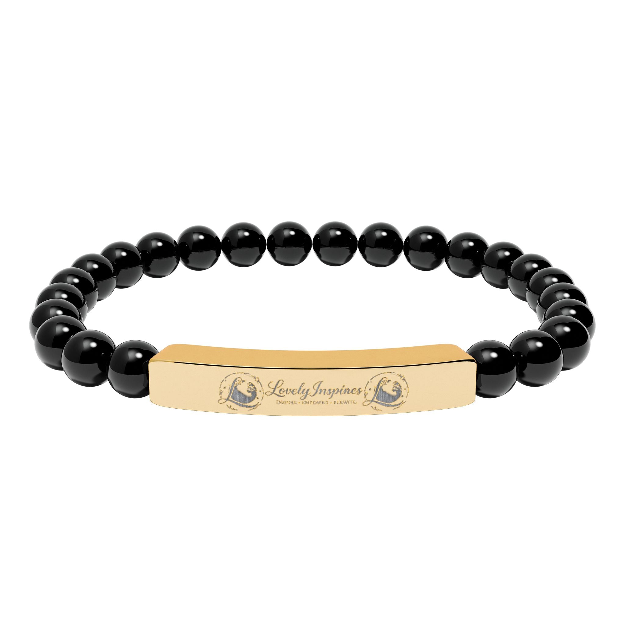 Engraved 'Love Yourself' Natural Stone Stretch Bracelet