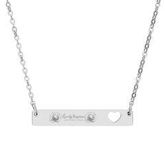 Engravable Bar Necklace with Heart Cutout — “Love Yourself” Personalized Pendant