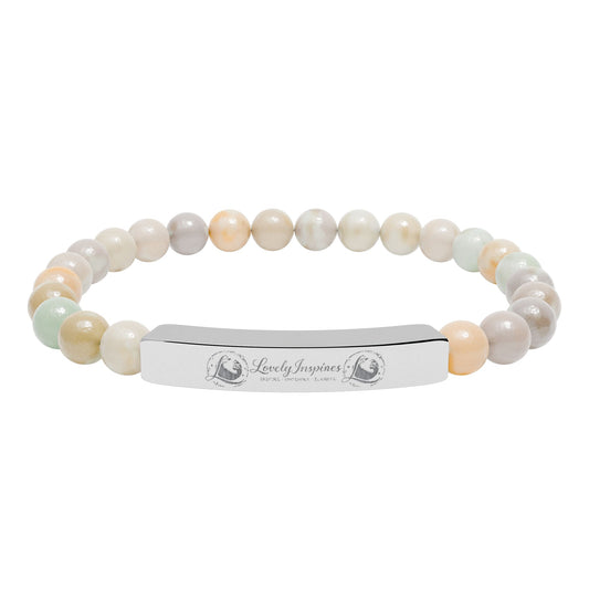 Engraved 'Love Yourself' Natural Stone Stretch Bracelet