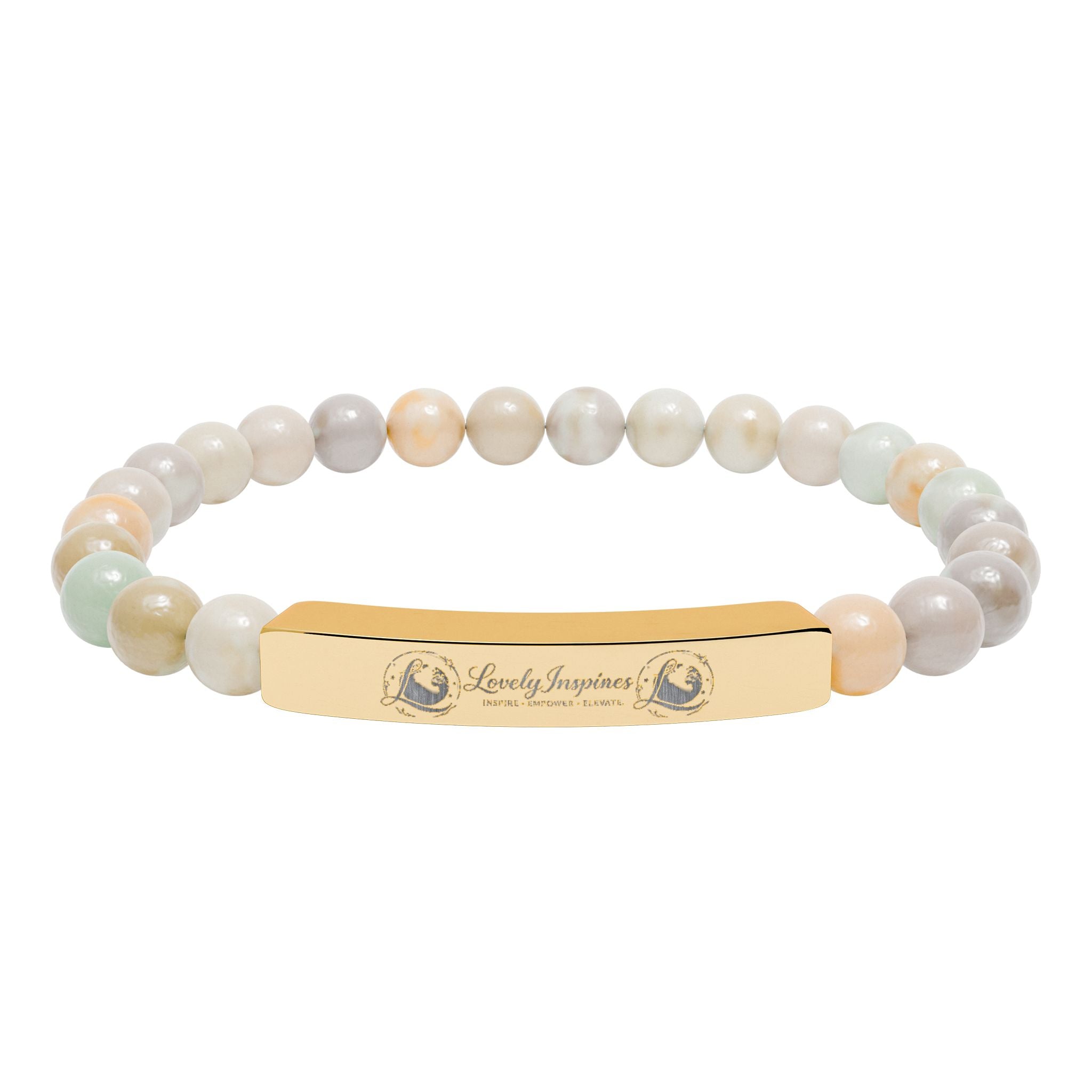 Engraved 'Love Yourself' Natural Stone Stretch Bracelet