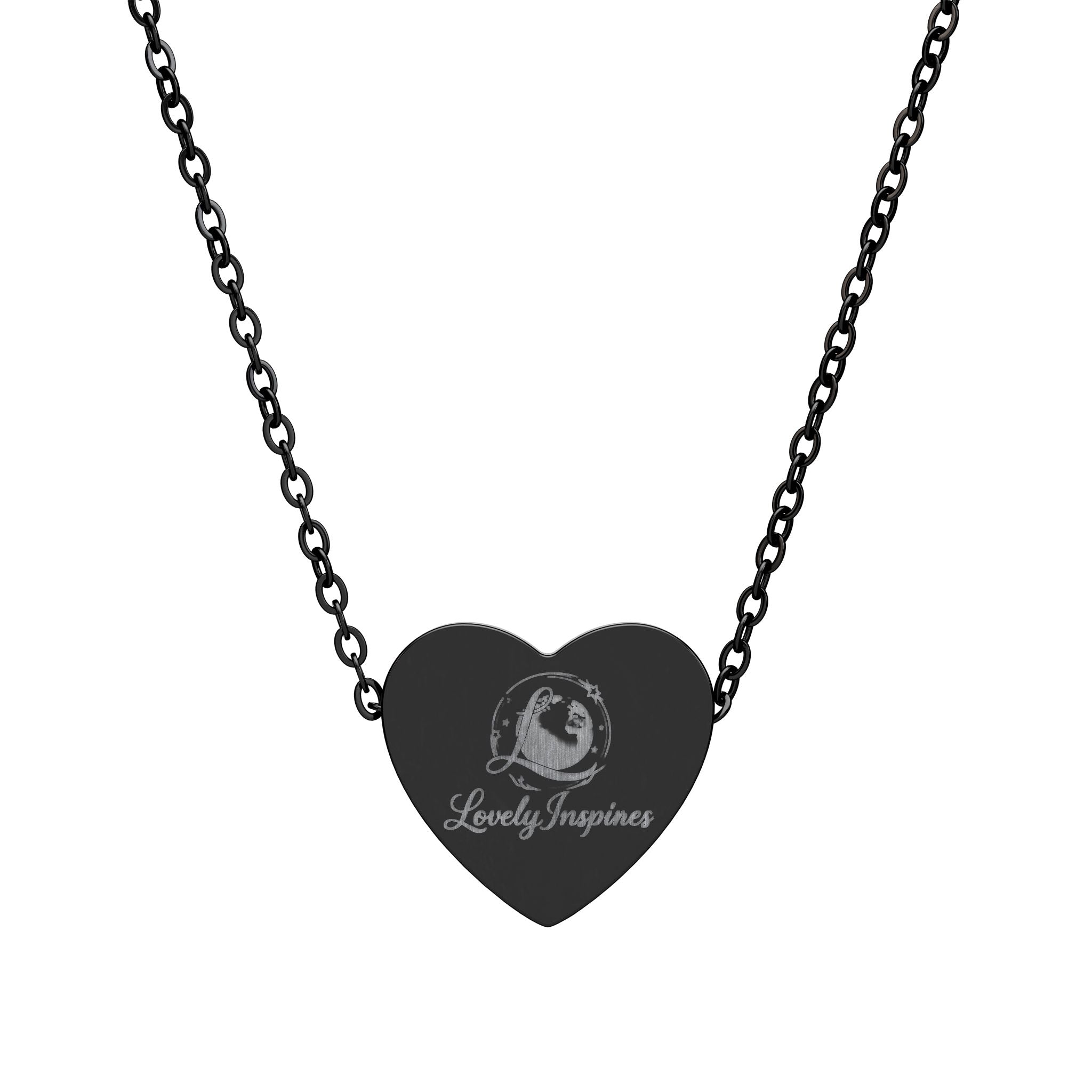 Engravable Heart Necklace — Princess Silhouette Personalized Pendant
