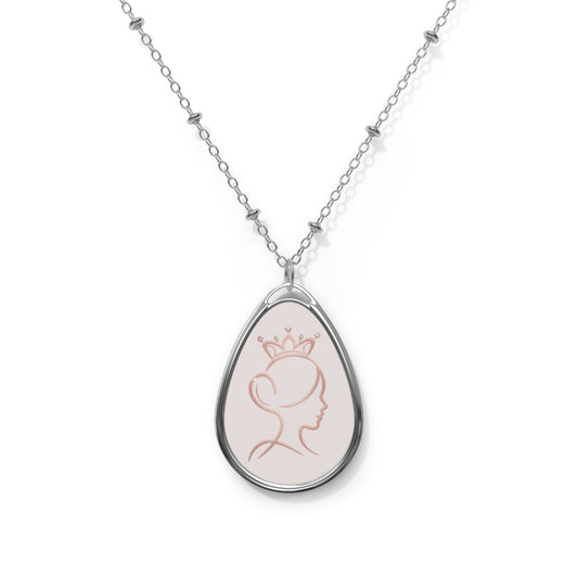 Princess Silhouette Oval Necklace — Sterling Teardrop Pendant Jewelry