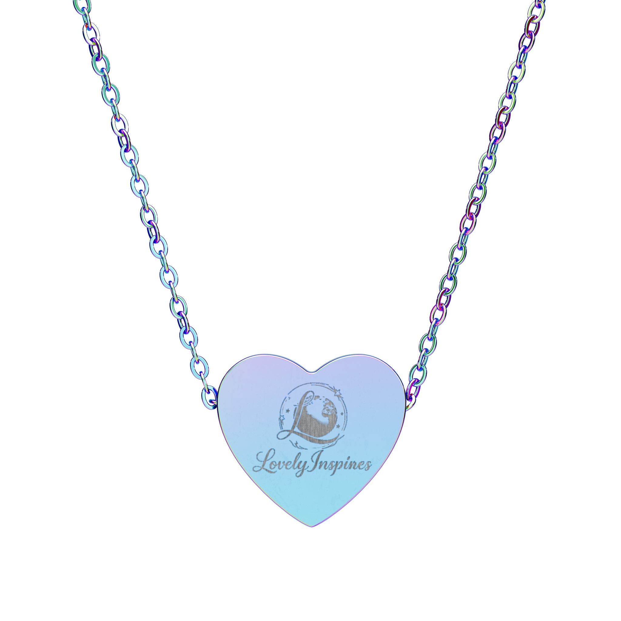 Engravable Heart Necklace — Princess Silhouette Personalized Pendant