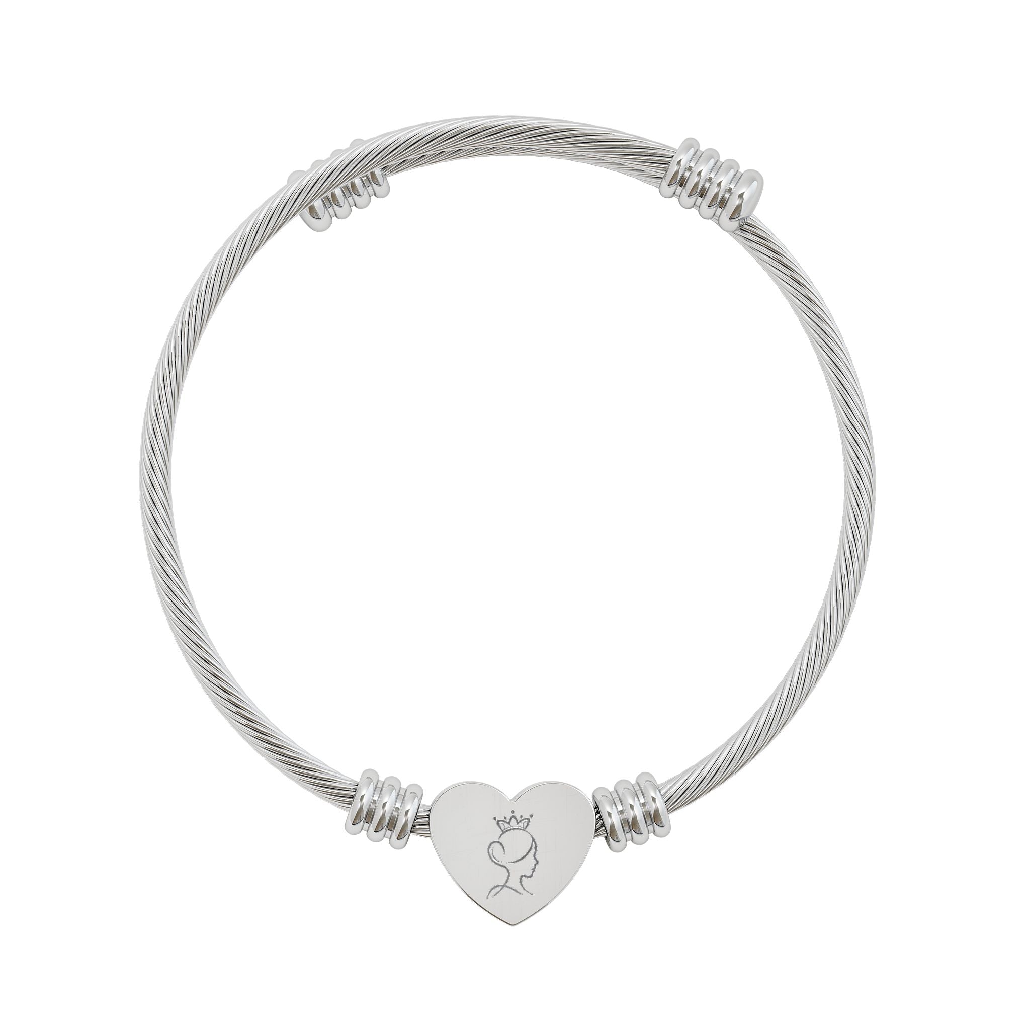 Engravable Heart Cuff Bracelet — Personalized Initial Heart Charm (Silver & Gold)