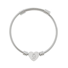 Engravable Heart Cuff Bracelet — Personalized Initial Heart Charm (Silver & Gold)