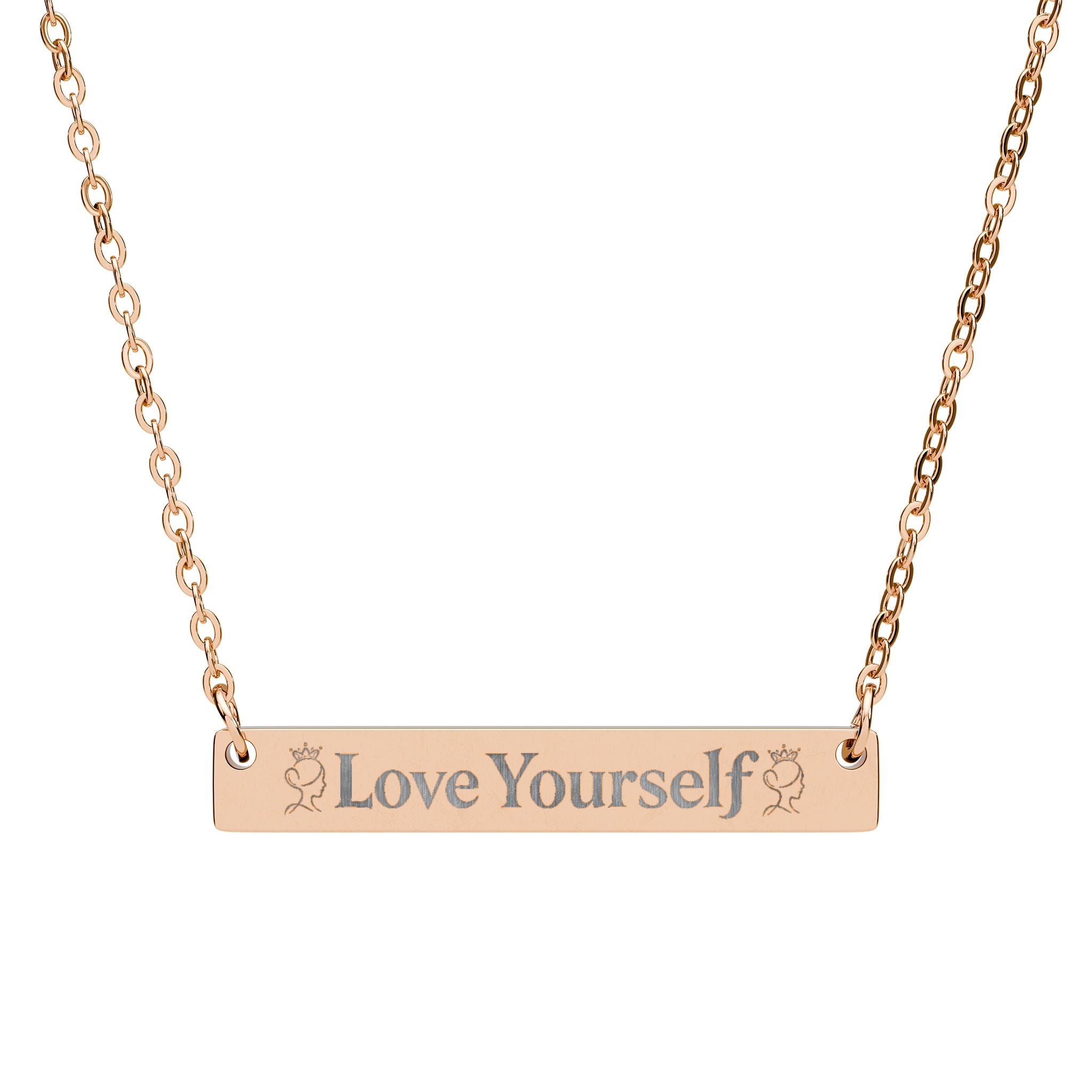 Engraved "Love Yourself" Horizontal Bar Necklace