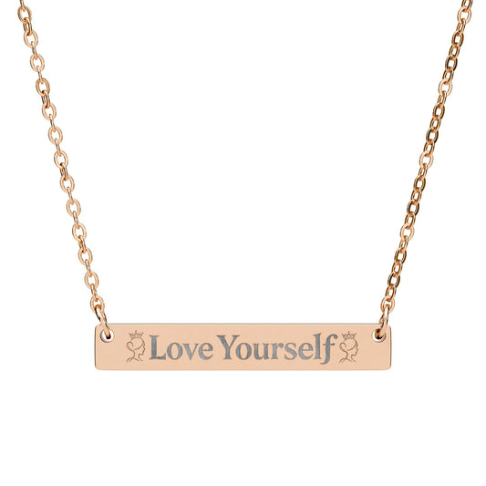 Engraved "Love Yourself" Horizontal Bar Necklace