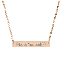 Engraved "Love Yourself" Horizontal Bar Necklace