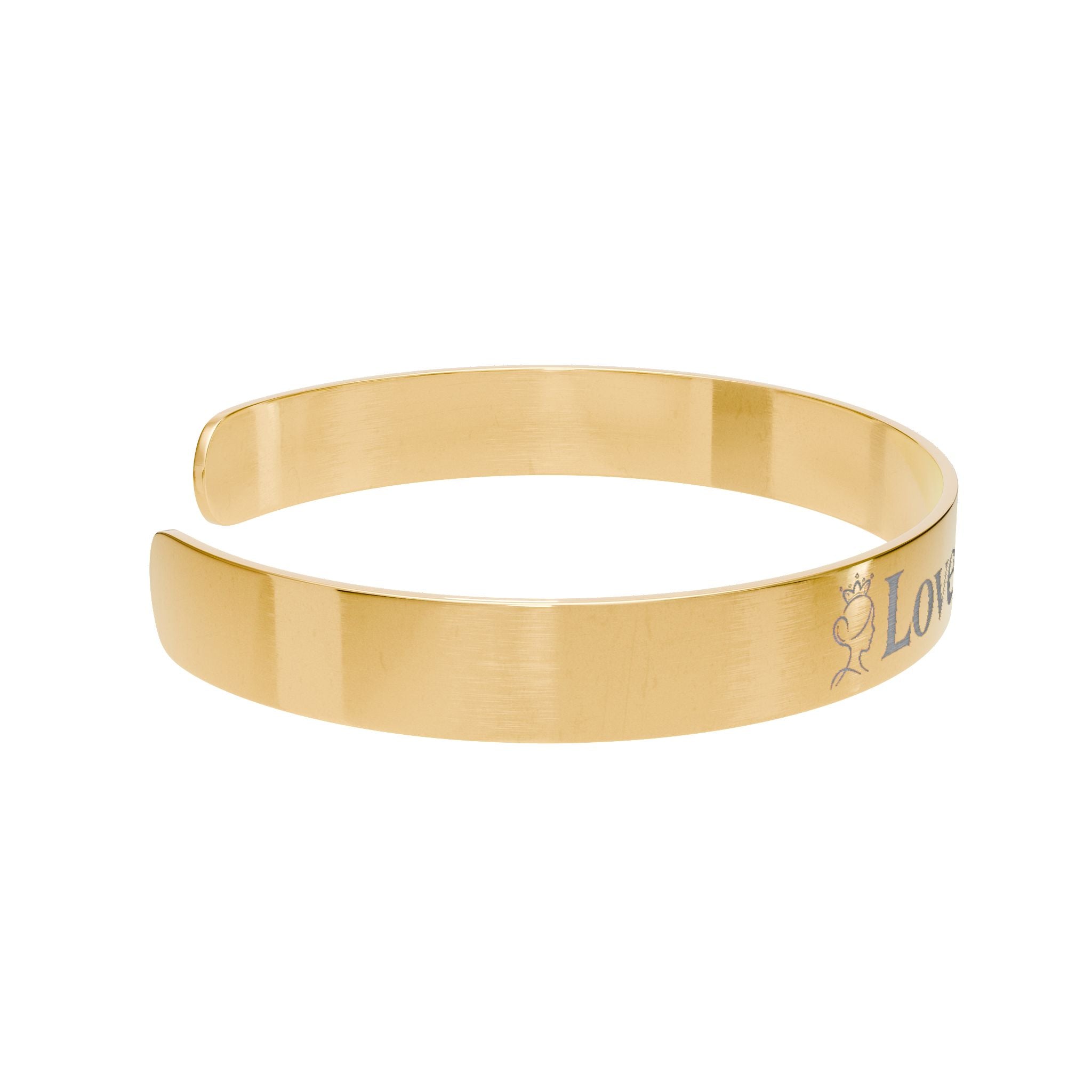 Gold Engraved Cuff Bracelet — "Love Yourself" Inspirational Jewelry