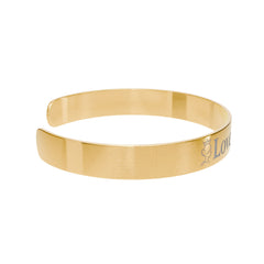 Gold Engraved Cuff Bracelet — "Love Yourself" Inspirational Jewelry