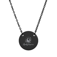 Engraved Circle Necklace — Crowned Heart Rose Pendant