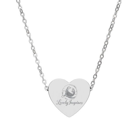 Engraved Heart Necklace — Princess Silhouette Pendant, Personalized Gift