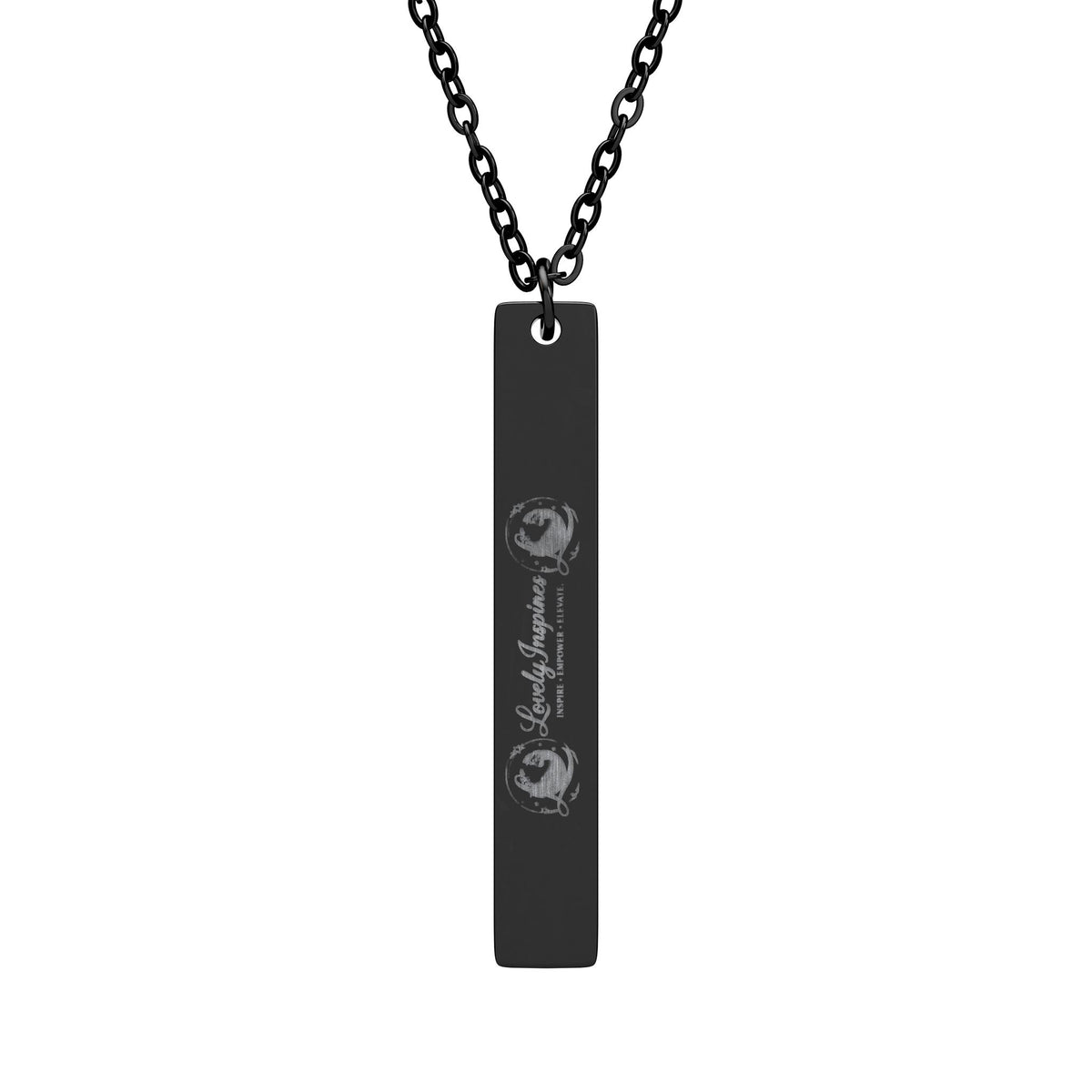 Love Yourself Vertical Bar Necklace — Engraved Inspirational Pendant