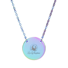 Engraved Circle Necklace — Crowned Heart Rose Pendant