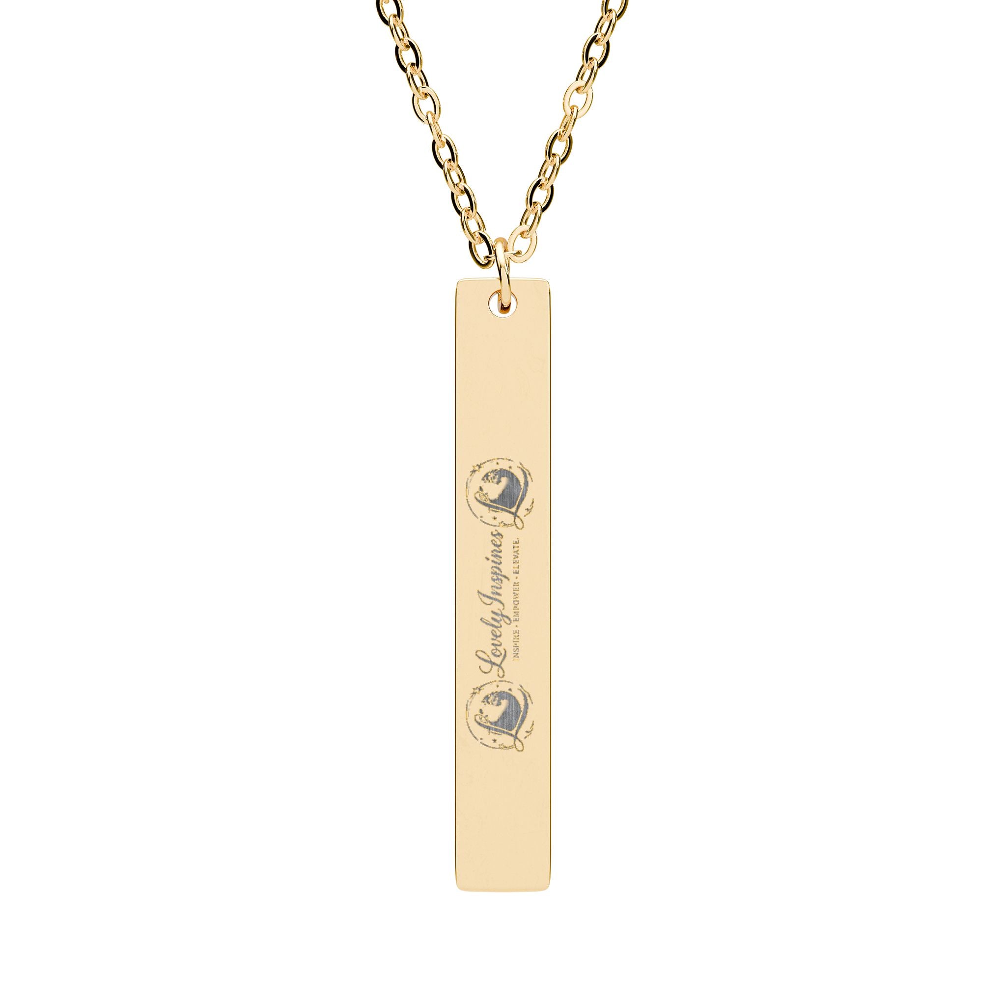 Love Yourself Vertical Bar Necklace — Engraved Inspirational Pendant