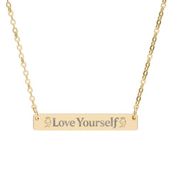 Engraved "Love Yourself" Horizontal Bar Necklace