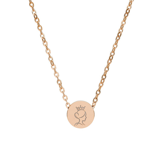 Mini Engraved Circle Necklace — Personalized Initial/Anchor Pendant