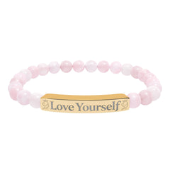 Engraved 'Love Yourself' Natural Stone Stretch Bracelet