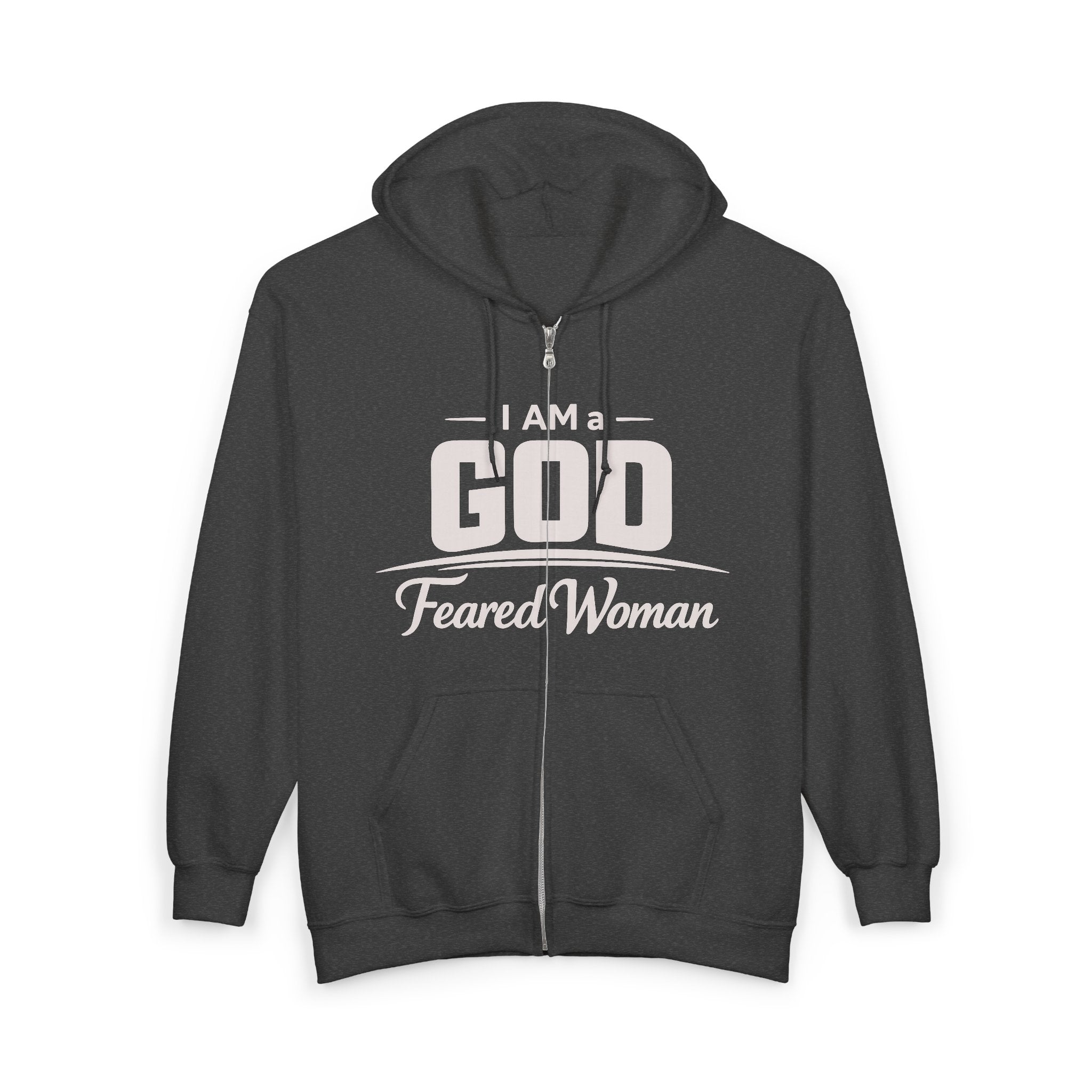 God-Fearing Woman Zip Hoodie — Christian Faith Full-Zip Sweatshirt