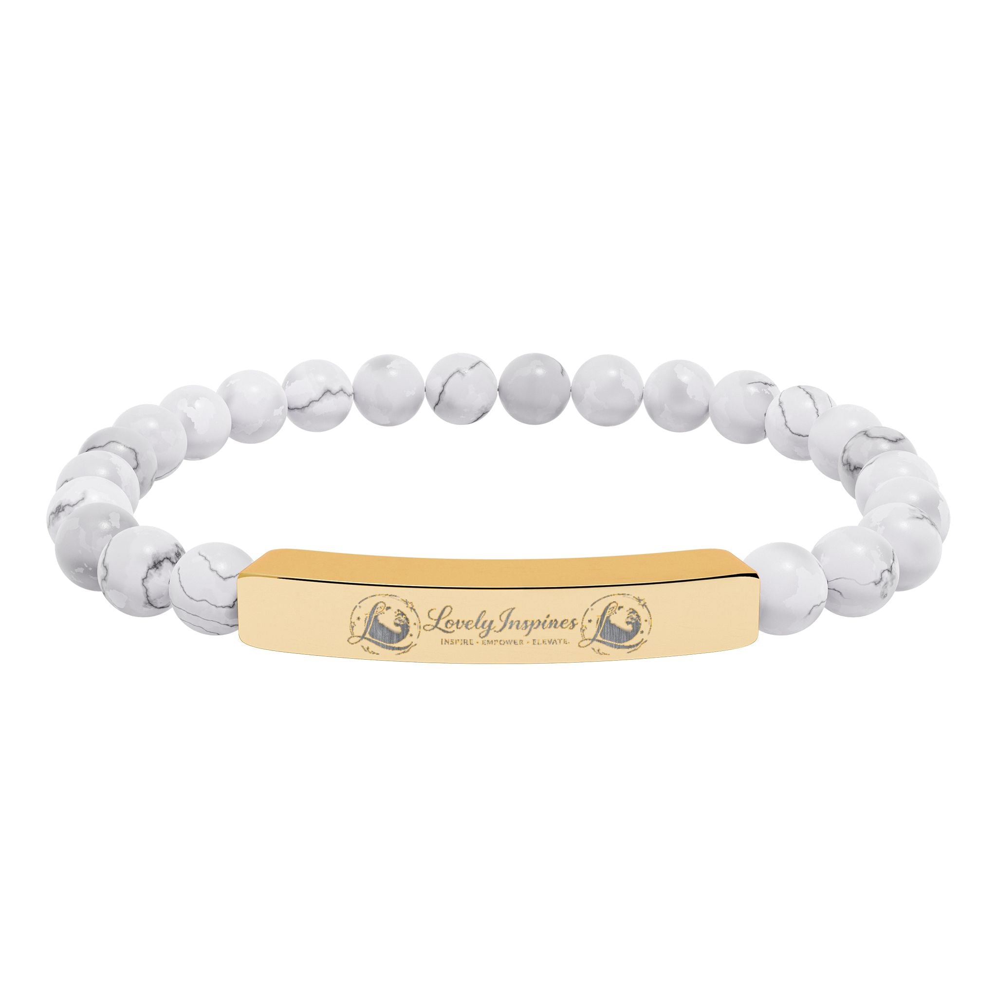 Engraved 'Love Yourself' Natural Stone Stretch Bracelet