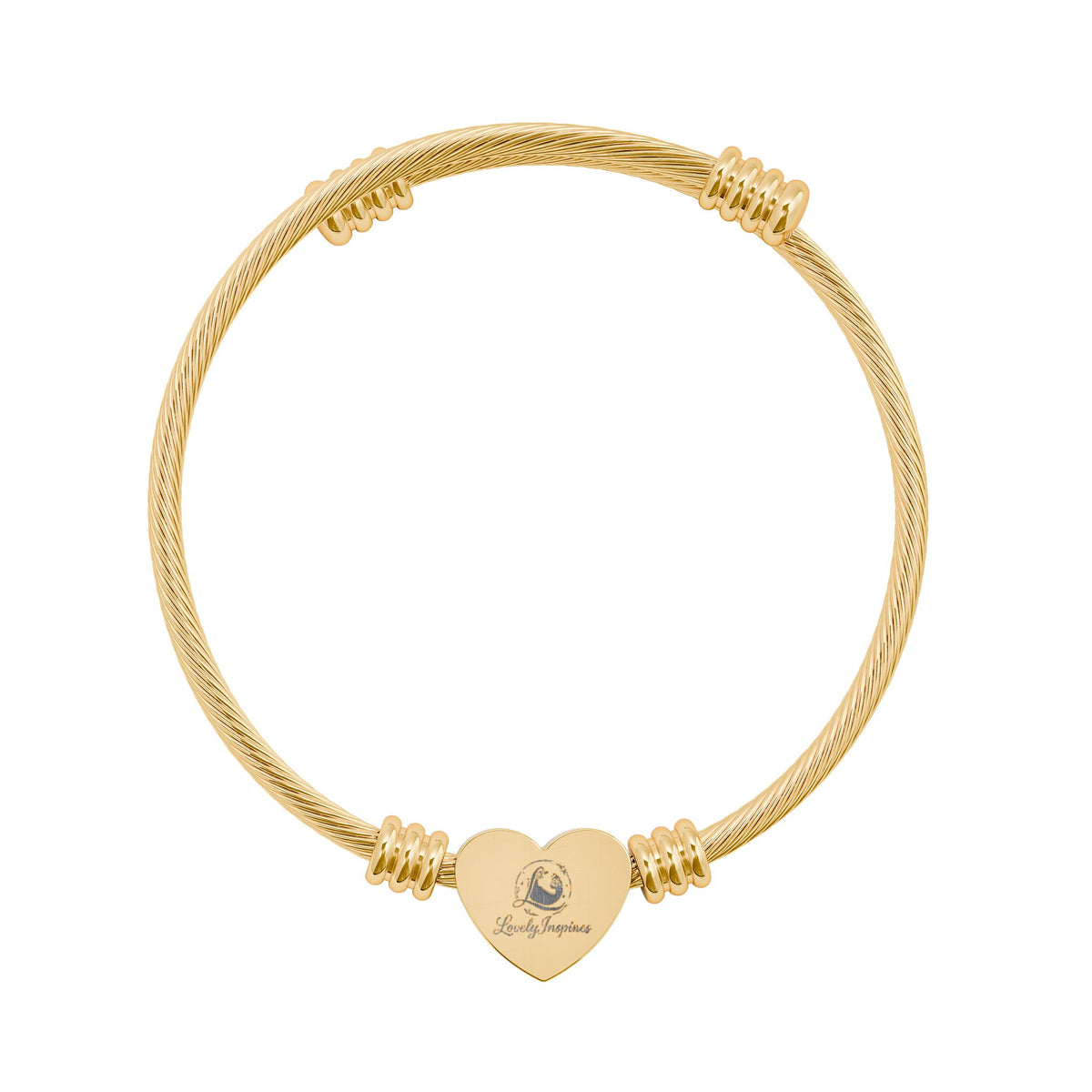 Engravable Heart Cuff Bracelet — Personalized Initial Heart Charm (Silver & Gold)