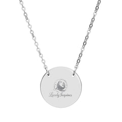 Engraved Circle Necklace — Crowned Heart Rose Pendant