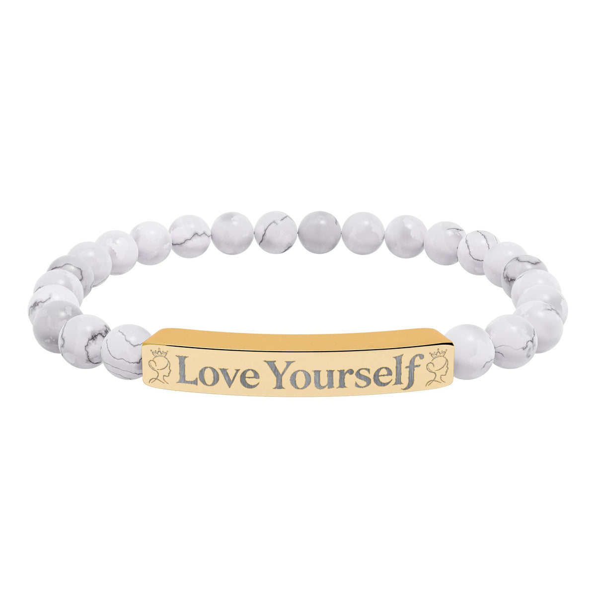 Engraved 'Love Yourself' Natural Stone Stretch Bracelet