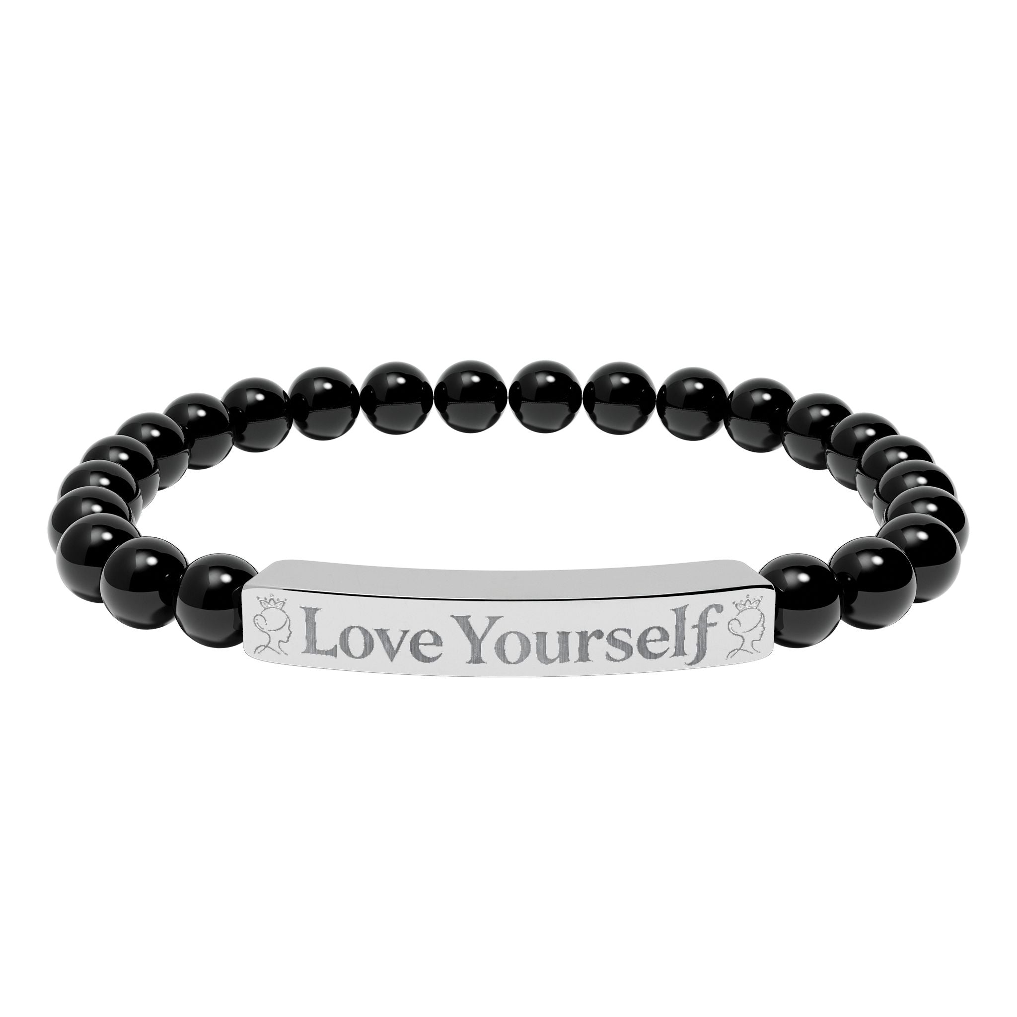 Engraved 'Love Yourself' Natural Stone Stretch Bracelet